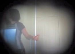 Hidden wife raunchy bath cam video with heavy boobs