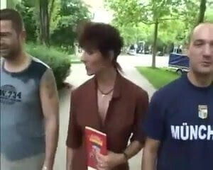 German mature arranges an anal gangbang in her hotel room