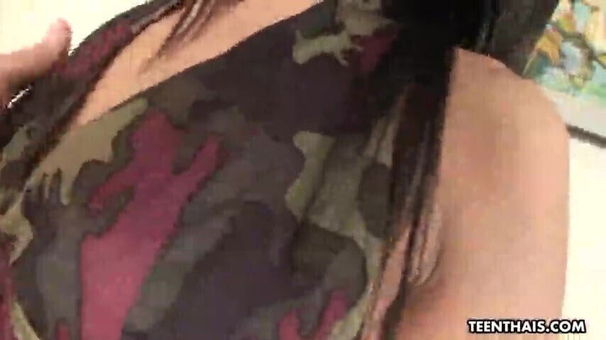 Petite Thai brunette, cumshot after having