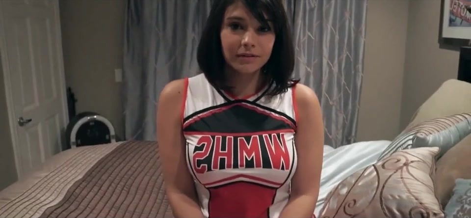 HOT BIG TITTED CHEERLEADER CREAMS ALL OVER STEP DADS MALE STICK - office