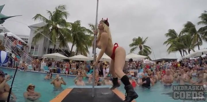 Slutty Spring Break girls dancing for the crowd