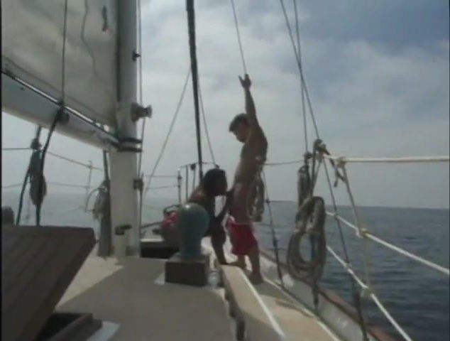 Interracial on a boat with a beautiful black girl