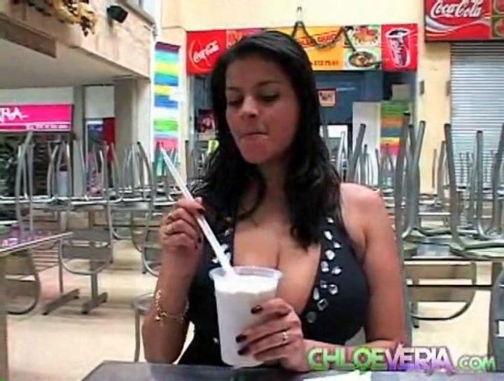 Chloe Veria teases huge tits in public
