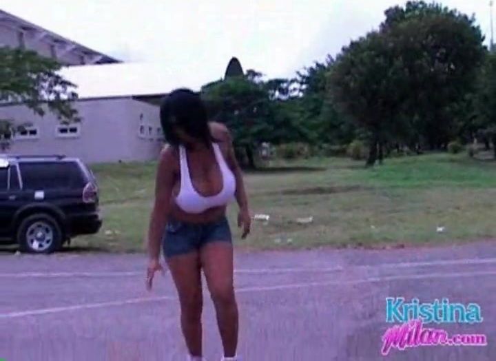 Bouncy babe Kristina Milan plays basketball