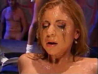 Blonde cumbath bukkake