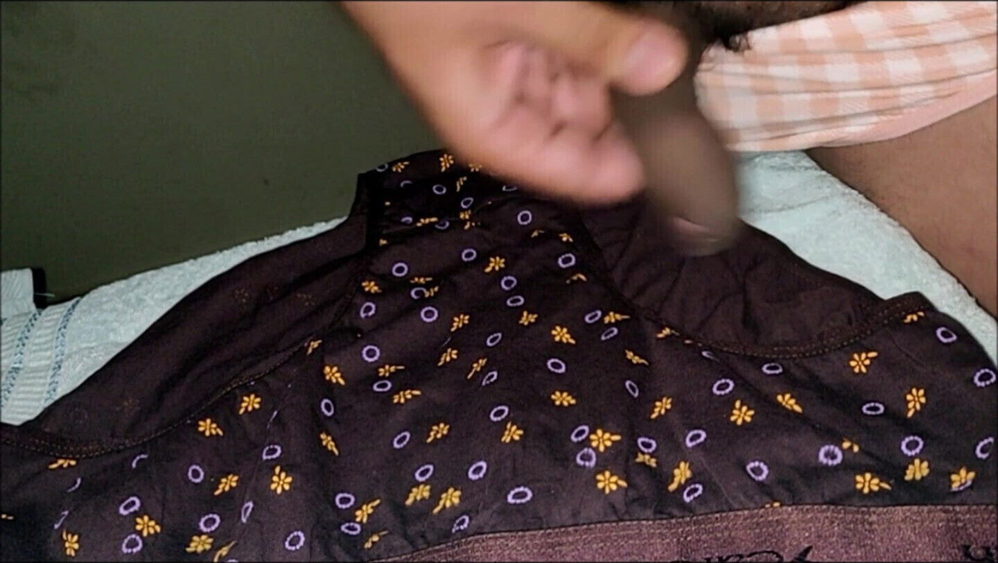 Handjob with wife panties cum