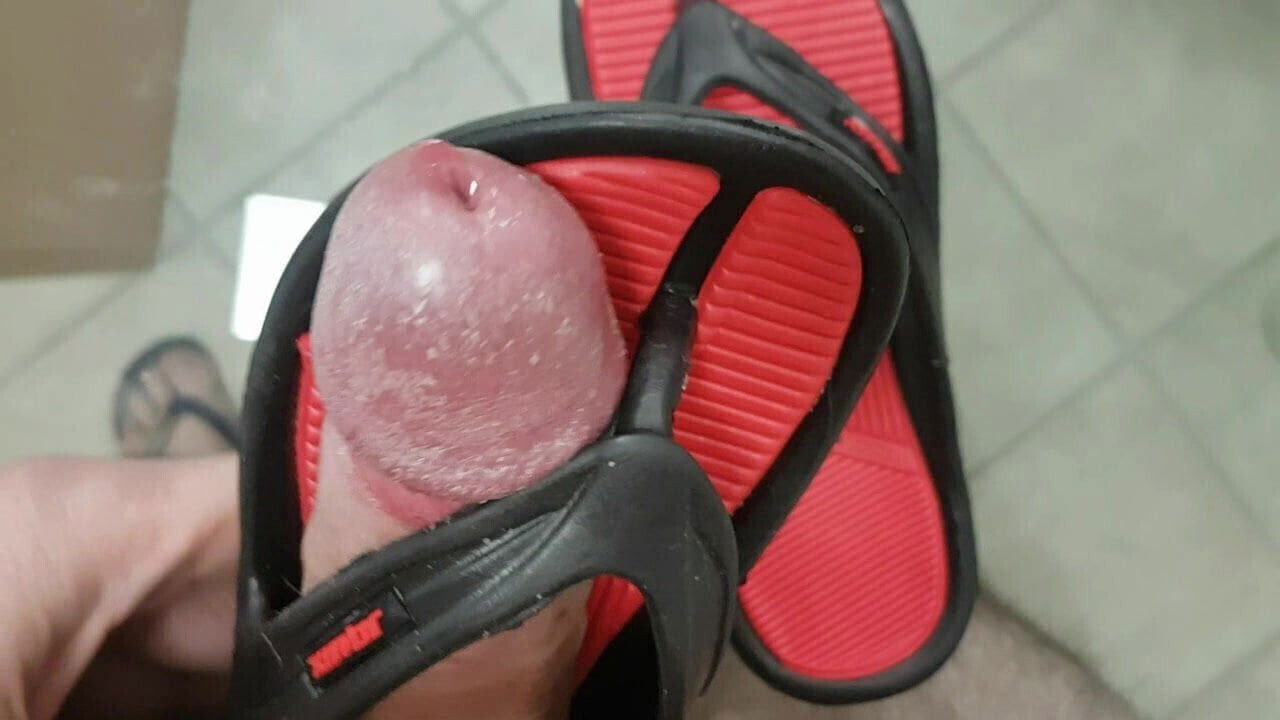 Fuck and cum little boy flip flops brign from swimmingpool