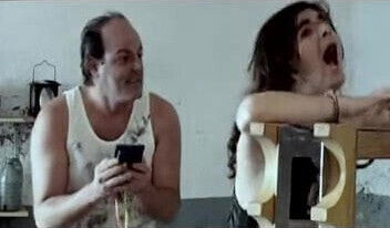 Slave receives whipping electric shocks