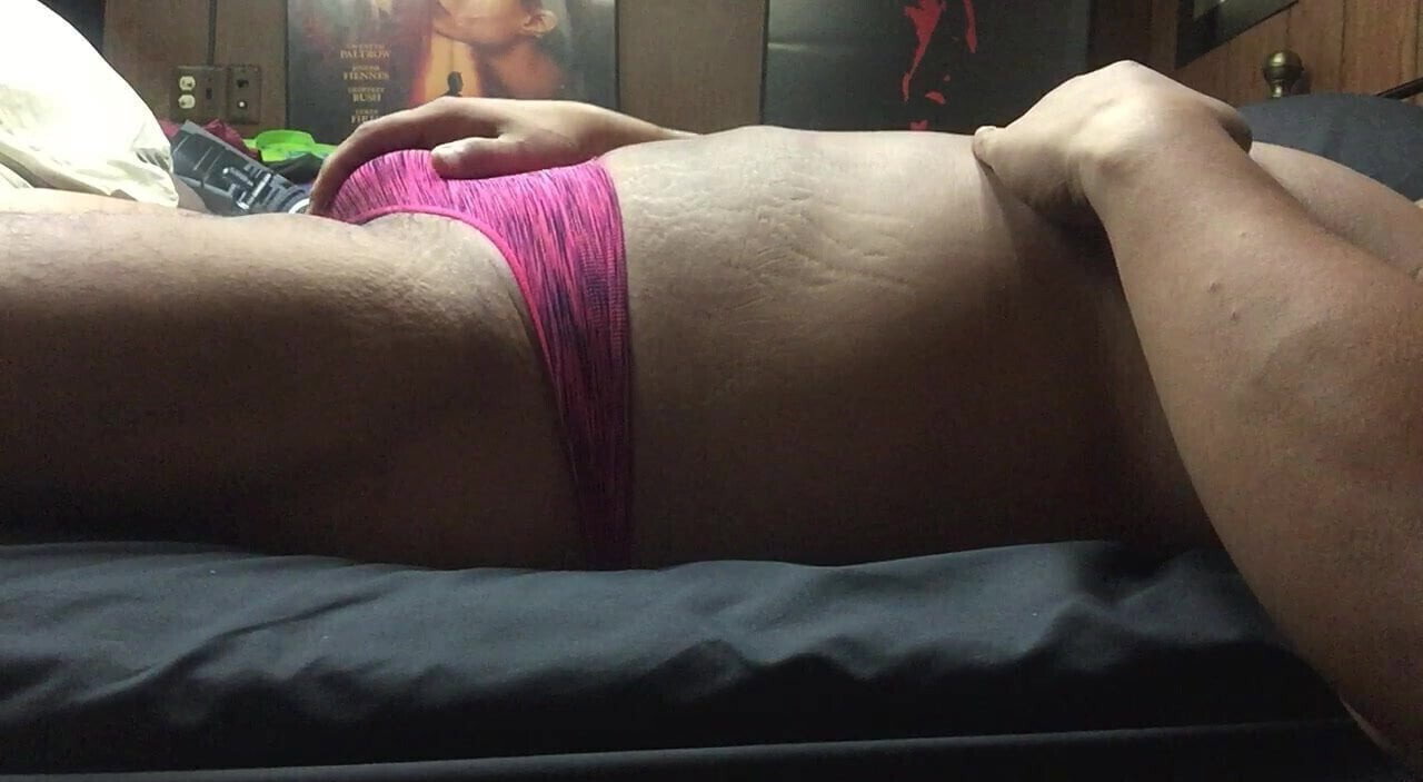 Pink thong masturbation
