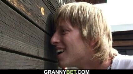 Stranger fucks busty granny change room