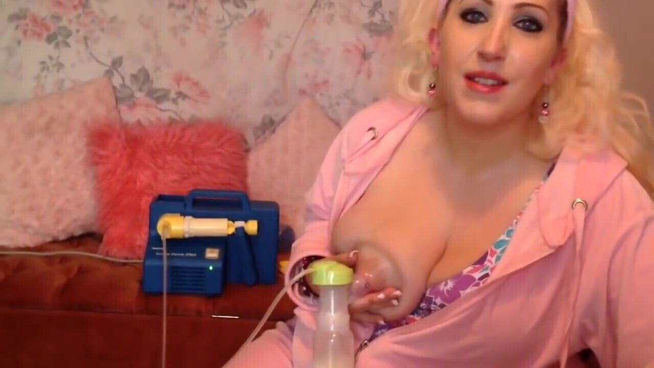 Busty British blonde shows breast milk