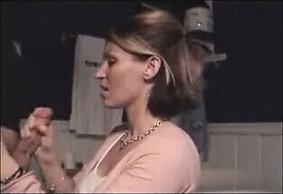 blonde milf knees giving handjob till