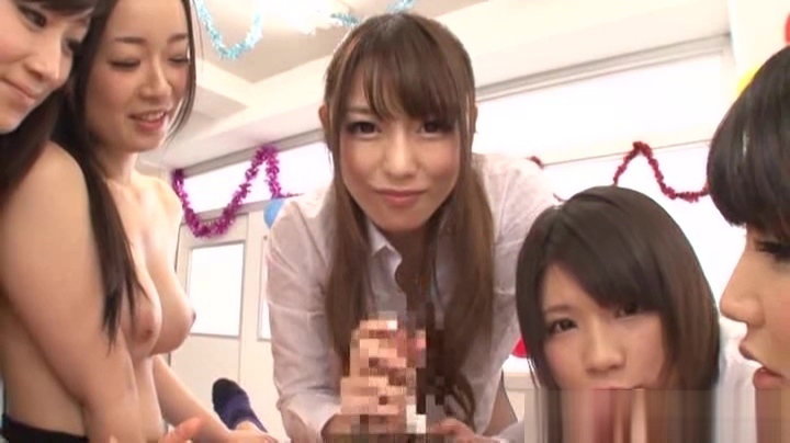 Ayu Sakurai and horny friends in a wild gangbang at school