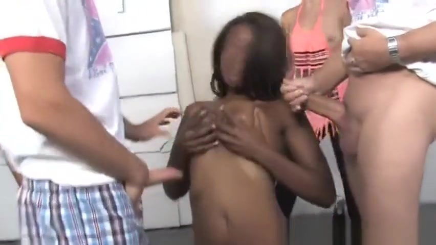 Buxom ebony harlot Jessica Grabbit gets her black pussy fucked in gangbang