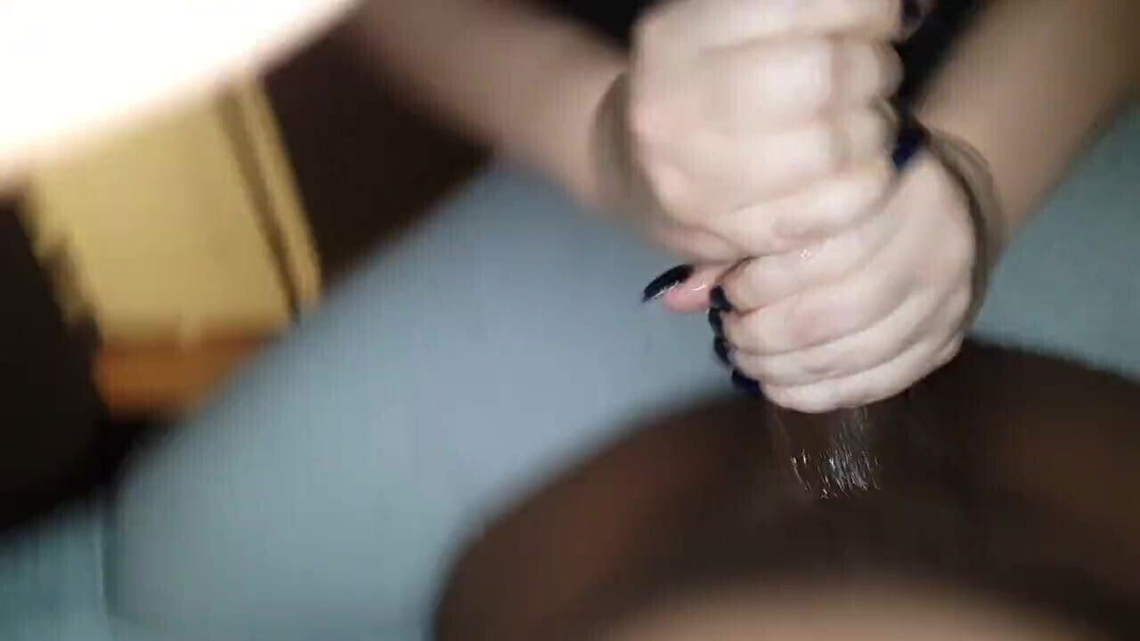 BBC HandJob with massive Cumshot