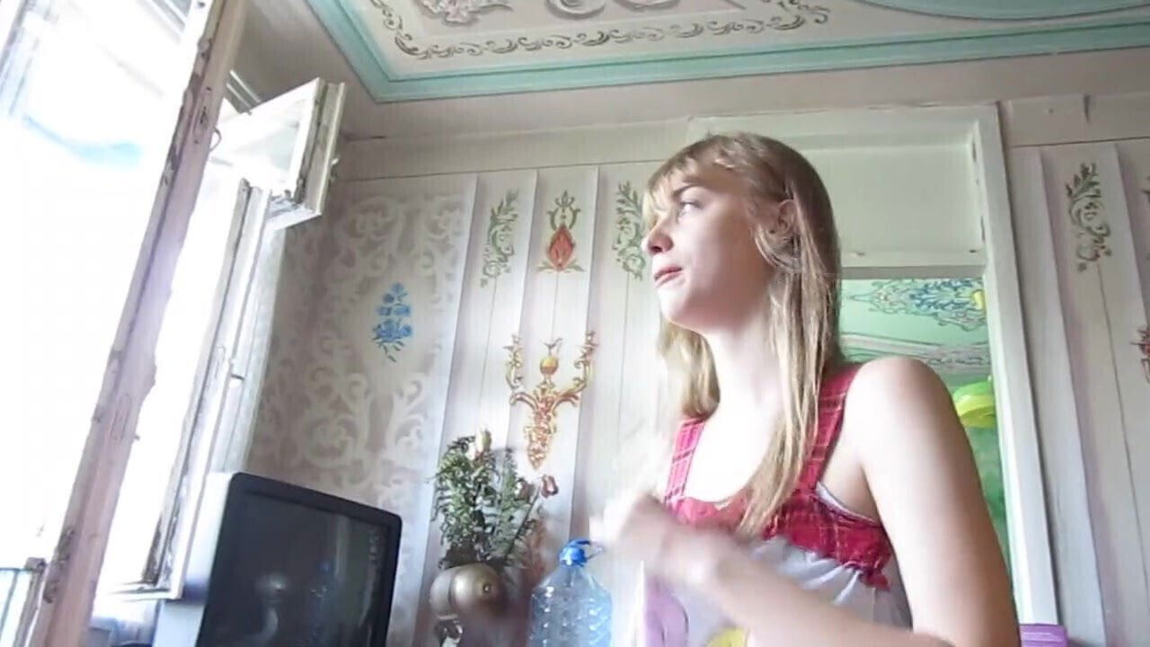 Blonde shy to suck cock on Cam at home