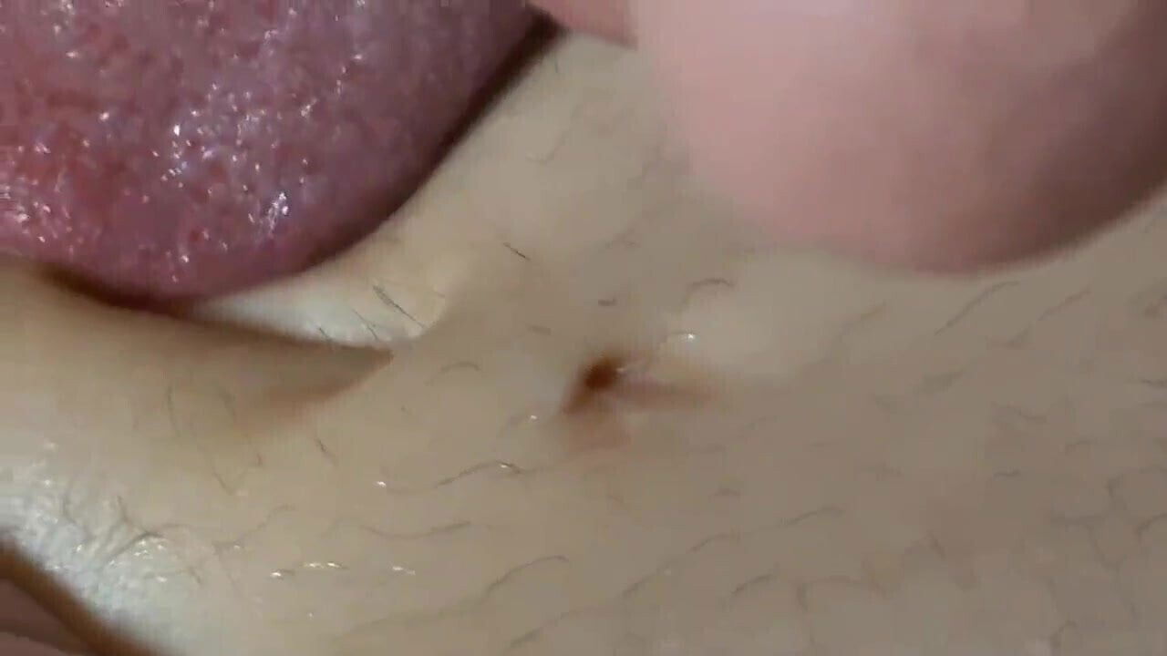 beautiful deep closeup navel lick tongued
