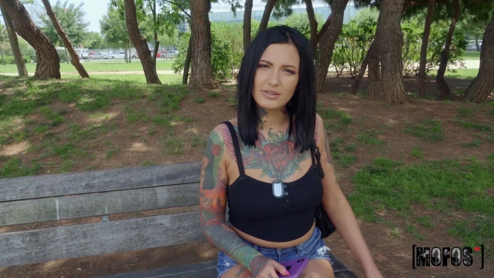 Tattooed brunette Adel Asanty is ready for hard sex with a stranger