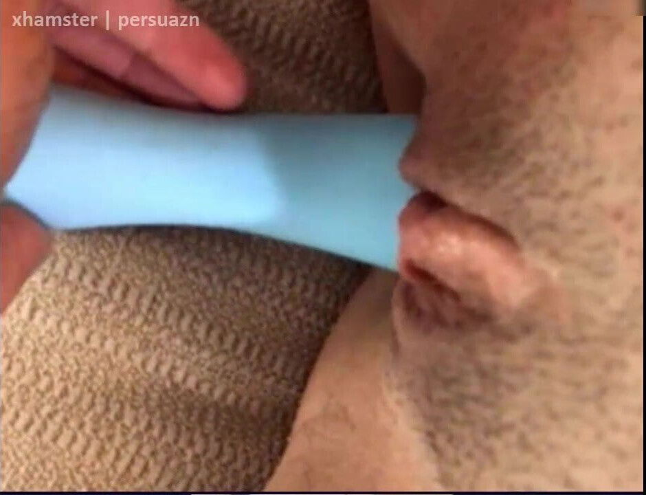 Playful thick white girls fucks pussy with vibrator (sound)