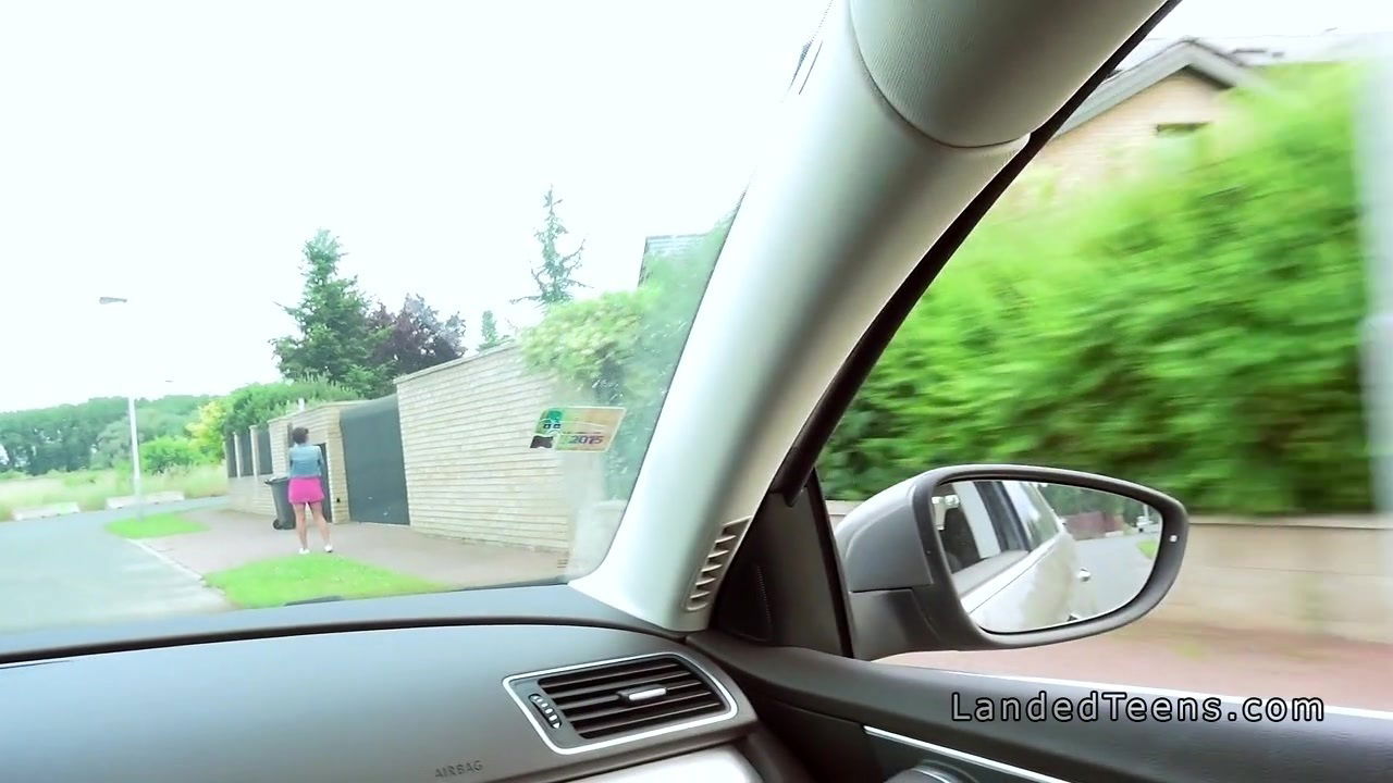 Beautiful teen bangs outdoors