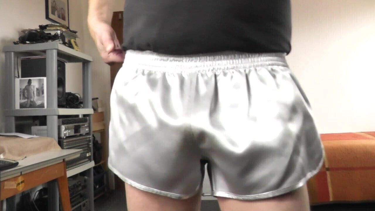 sexy satin shorts silber