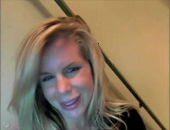 Blonde Milf Strips Staircase