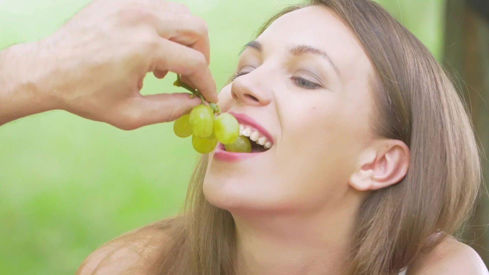 Cum dripping from Veronica Clark's mouth after outdoor fuck session