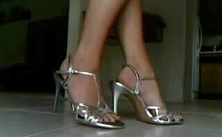 Bella Blu Sexy Feet In Sliver Strappy High Heels Tease