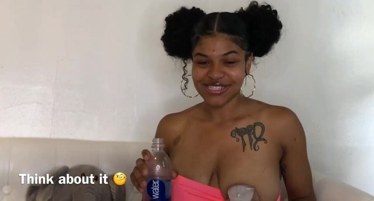 Tight black girl pumping milk from tits for Youtube 2