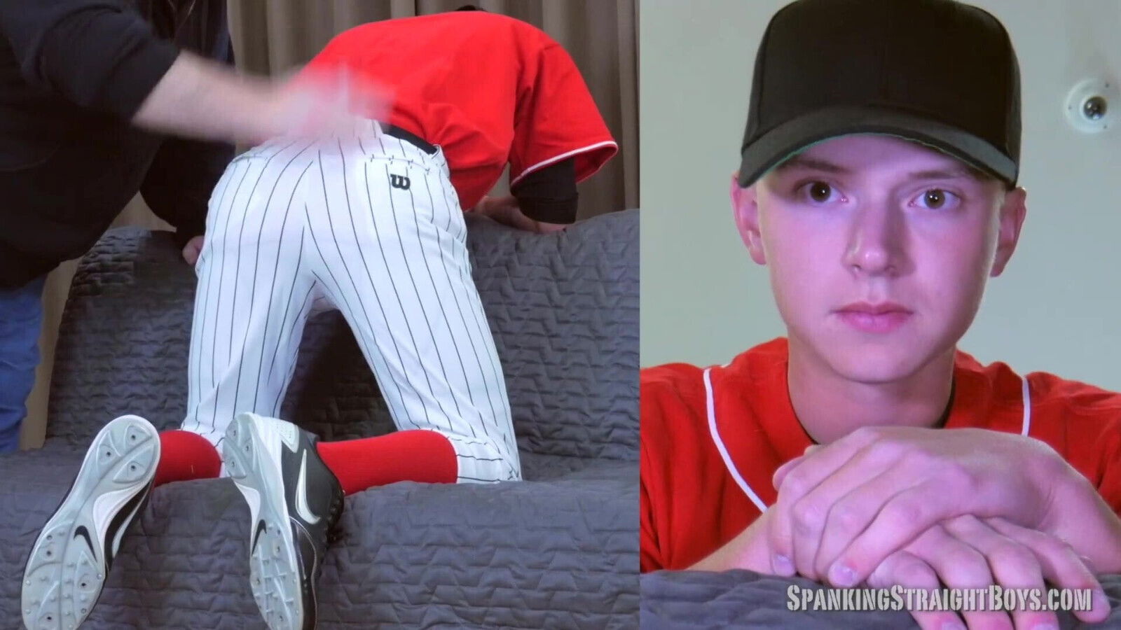 18 Year Old Straight Boy Spanked in a Baseball Uniform