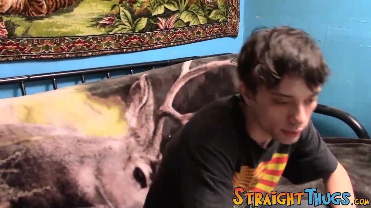 Straight young thug demonstrates masturbation technique