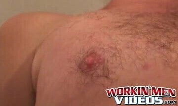 Hairy mature stud tugs dick explodes with jizz