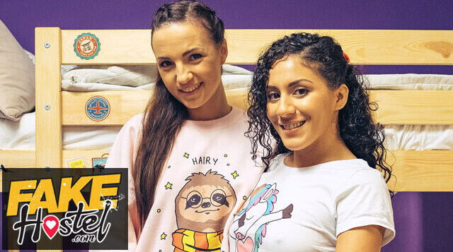 Fake Hostel threesome with babes seducing huge