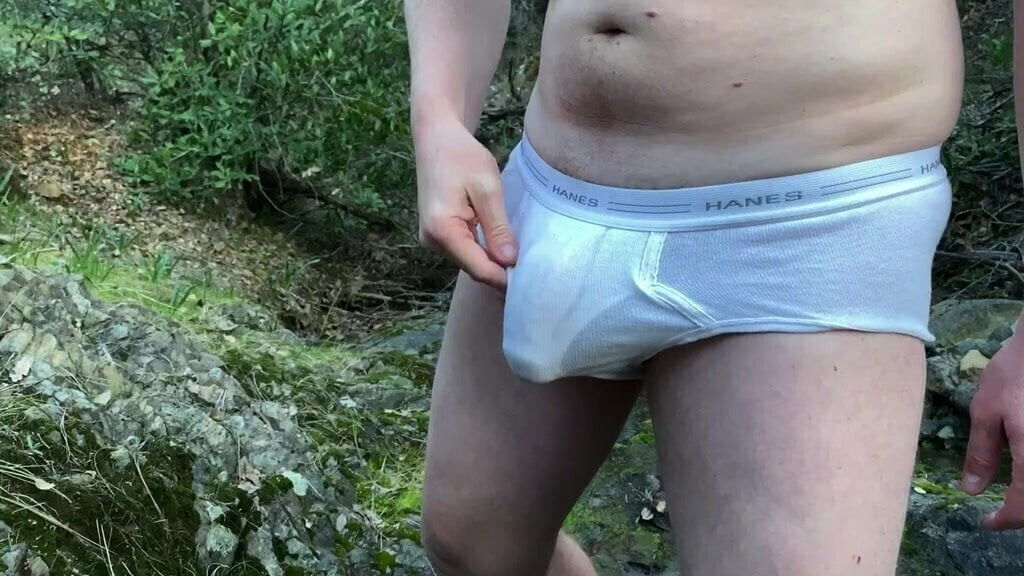 Outdoor cum in Hanes Tighty Whities