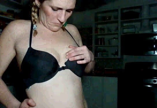 awesome girl in home which black open front bra 