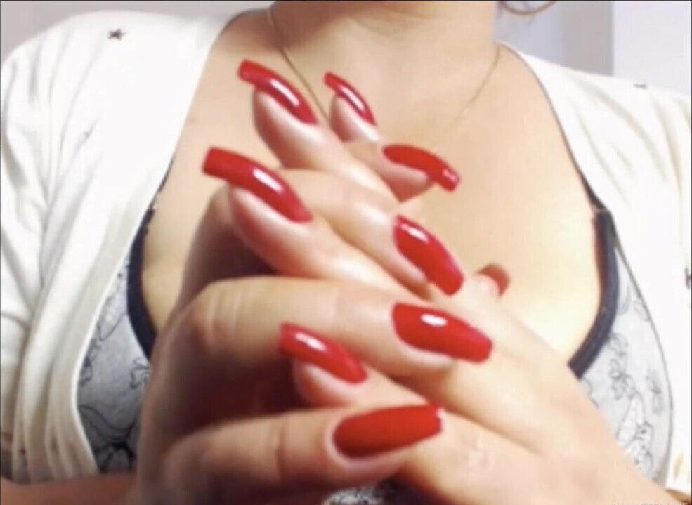 sexy mature with long red nails fingernails and big boobs