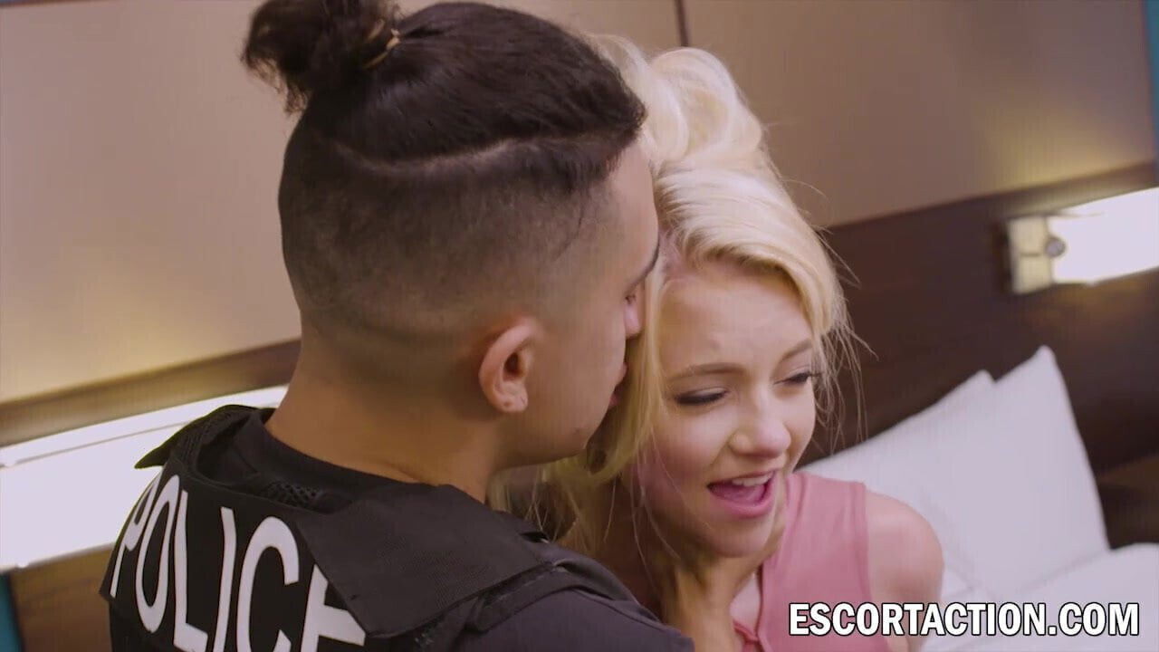 Wicked handcuffed whore is in bondage by police officers