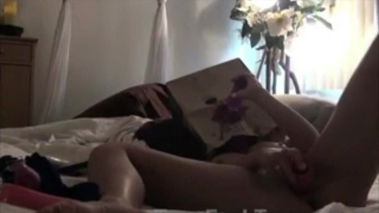 Dirty Slut Masturbating with a Cum Covered Bag Over Her Face