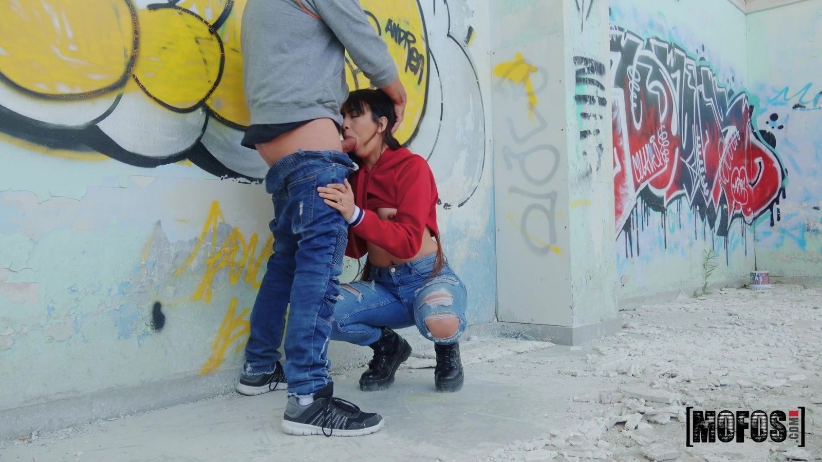 Kitty Love plans for a hot fuck in an urban abandoned building