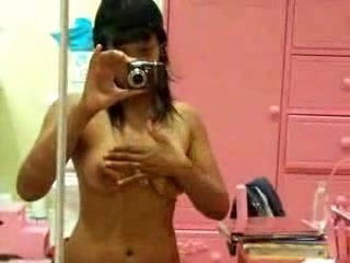 Ebony girl takes some selfies naked body action