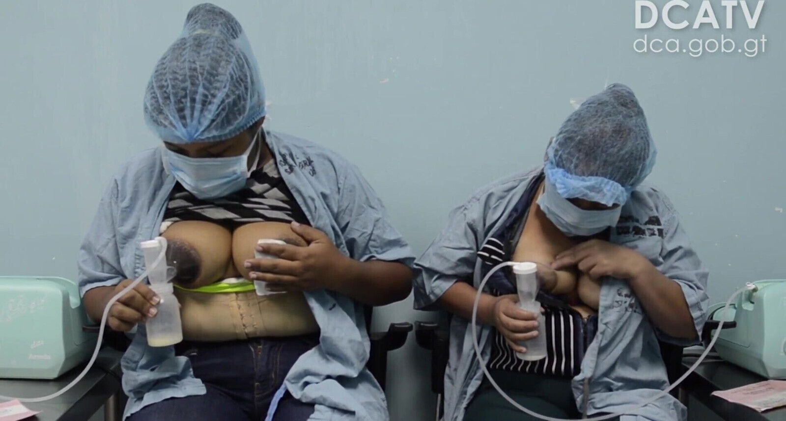 Guatemalan women pumping milk from their