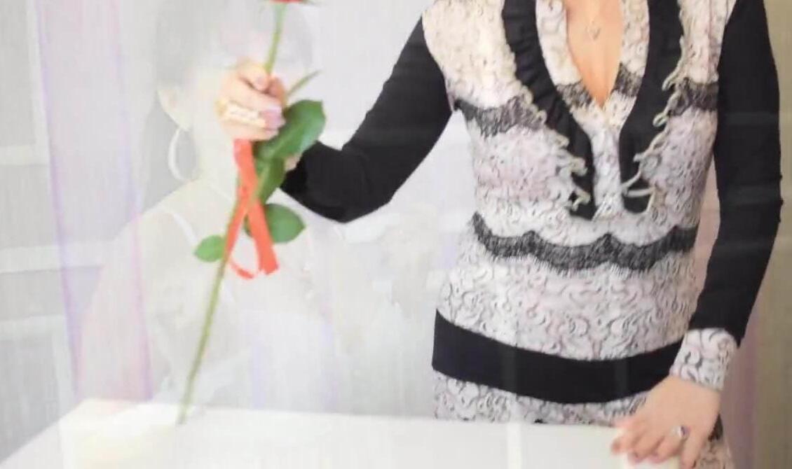 Slovenian mature with rose