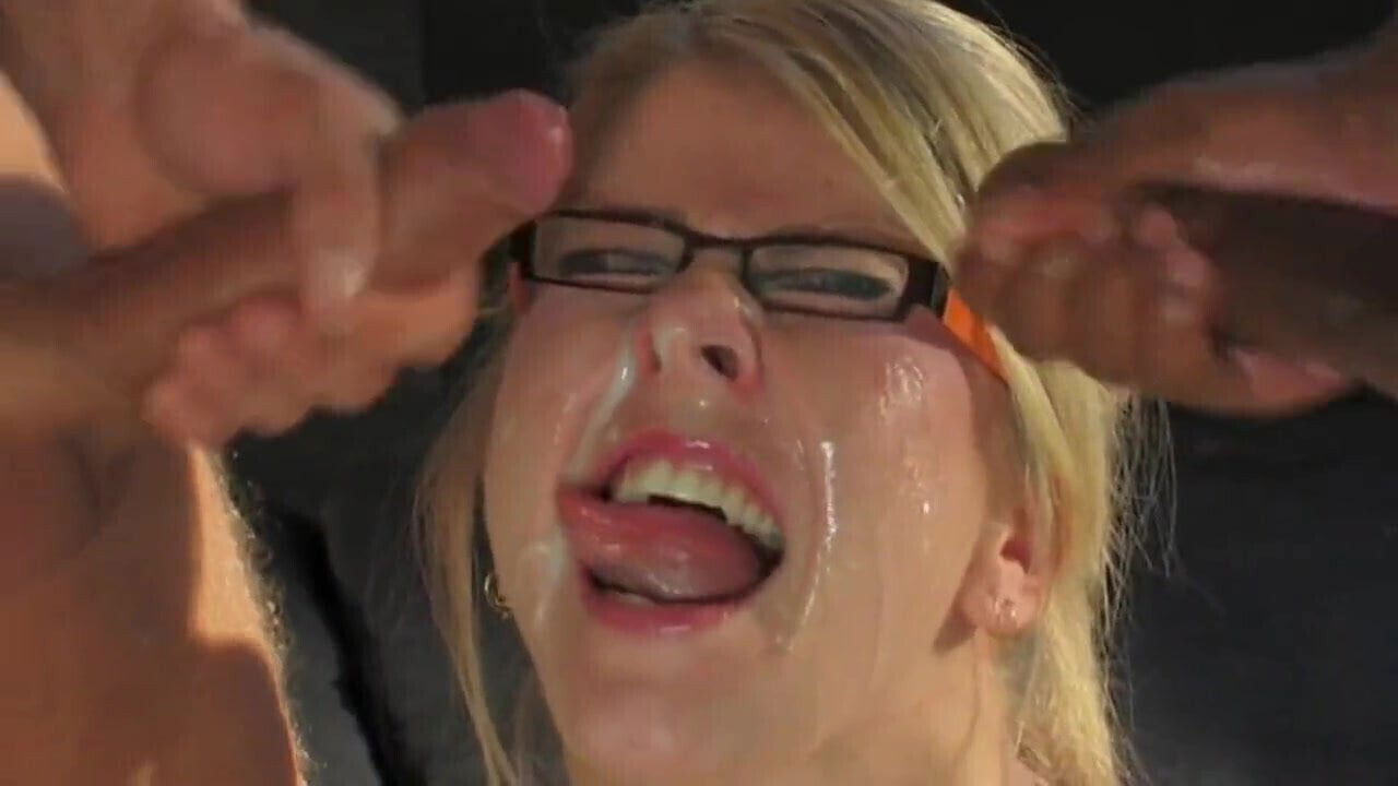 blonde receives cream from cocks
