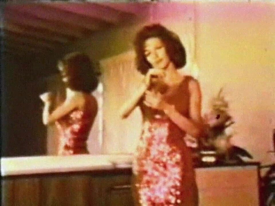 Vintage sparkly dress striptease