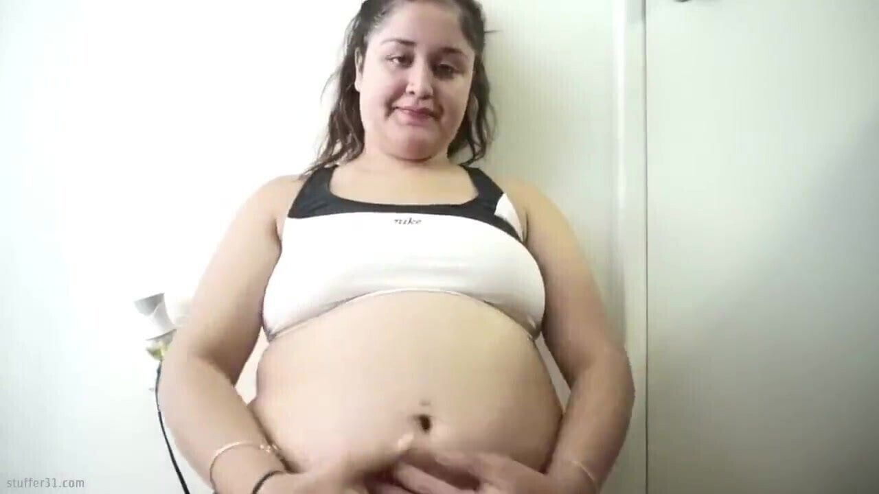 Obese woman eats workout buddy