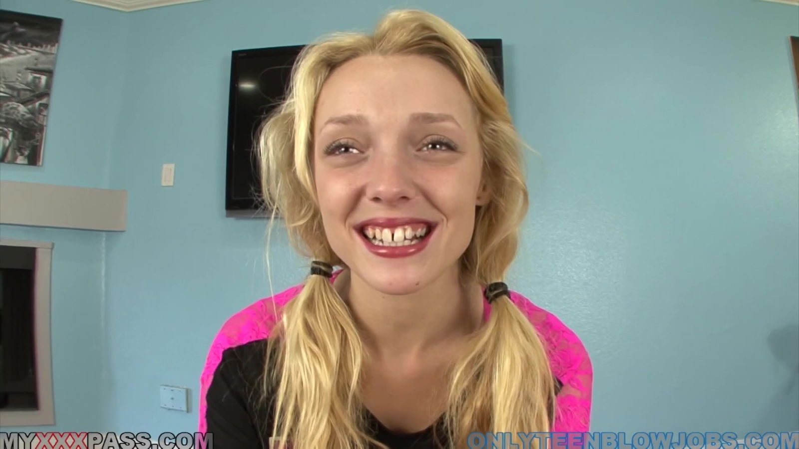 Young Ally shows her cock sucking skills.