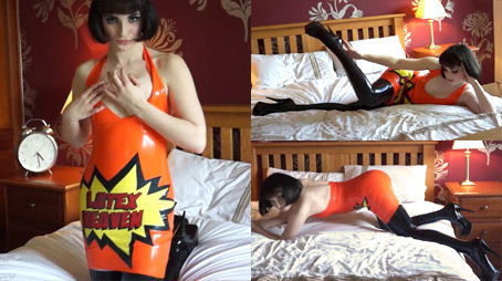 Portia Victoria in Orange Dress and Black Stockings - LatexHeavenVideo