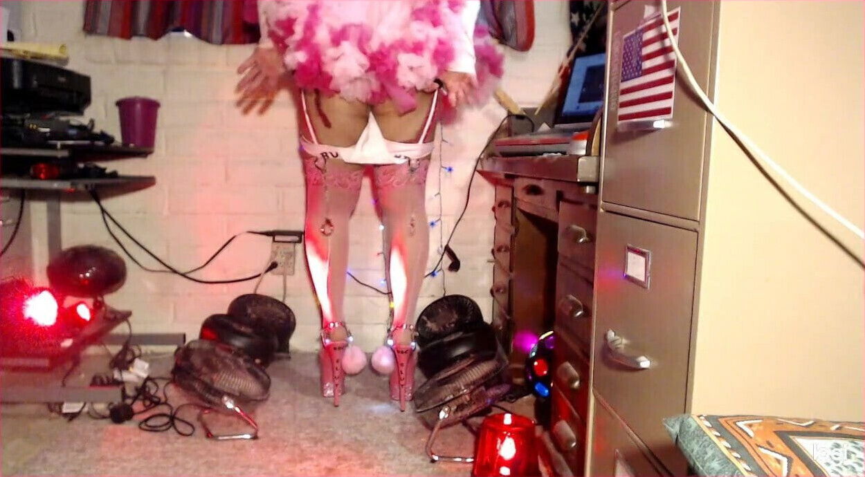 panties striptease pink stilettos BBCs.