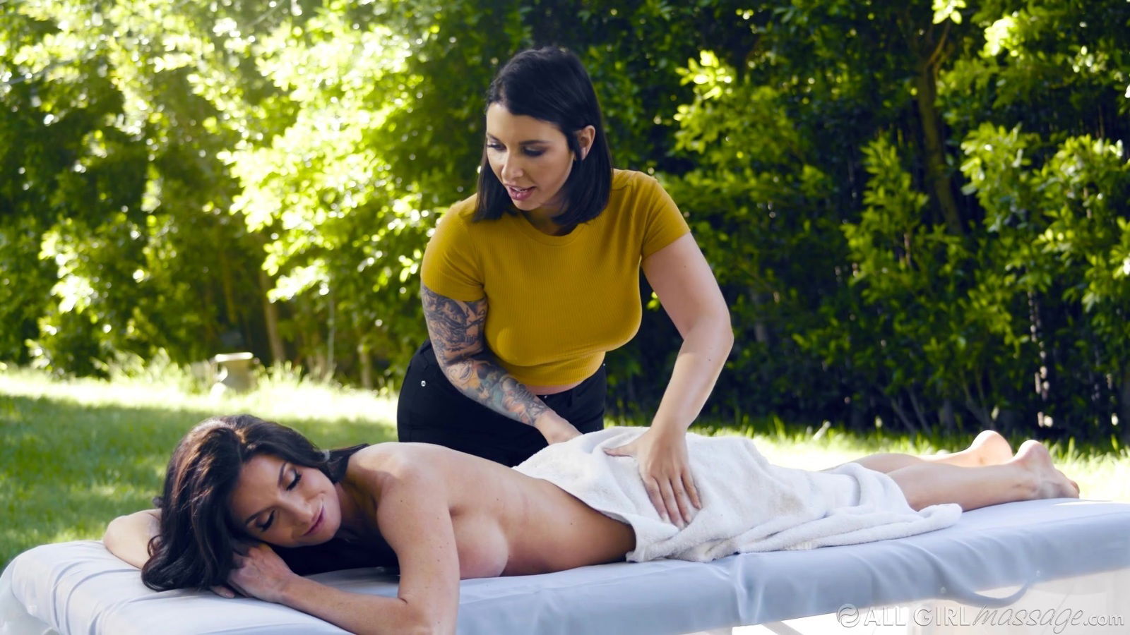 Erotic moments of massage between two married lesbians