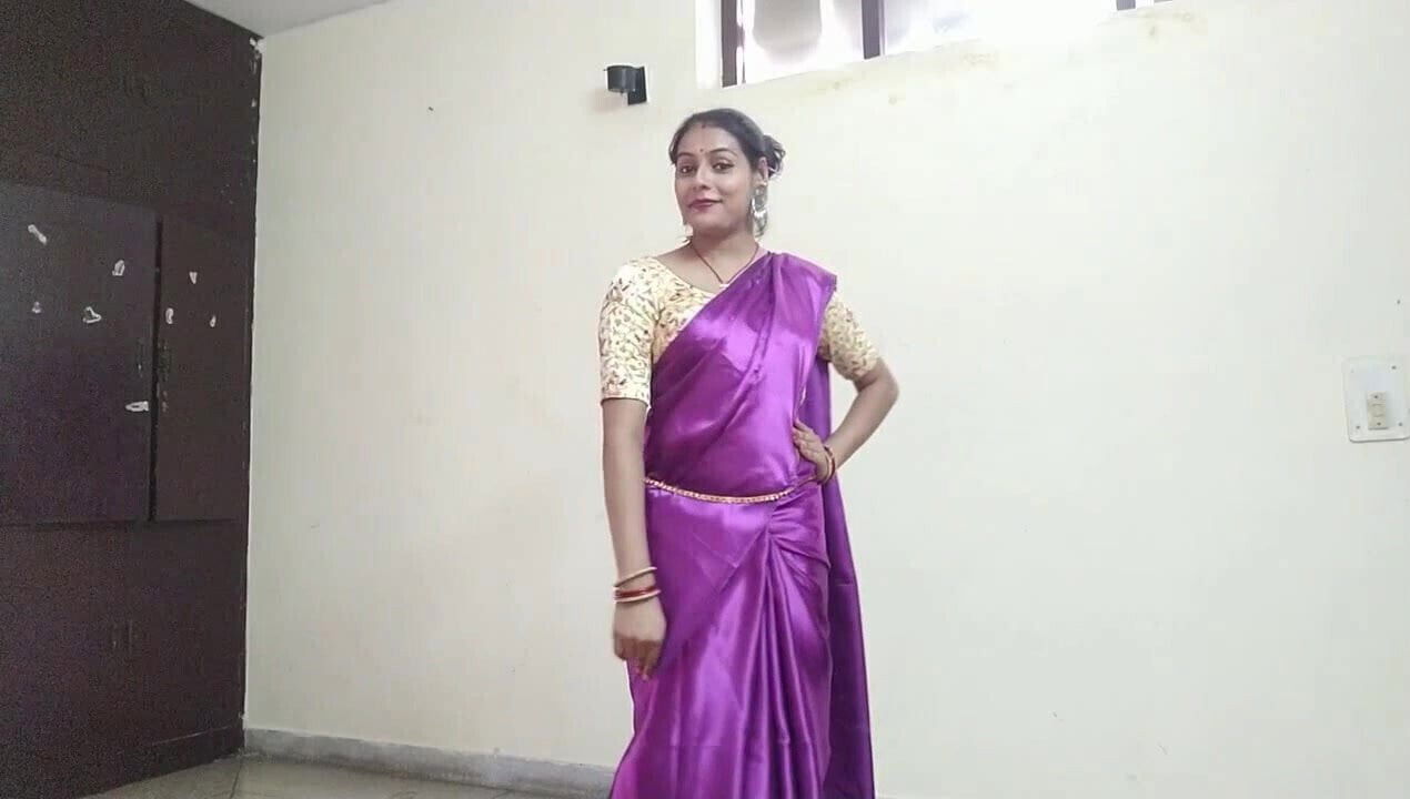 SATIN SILK SAREE AUNTY